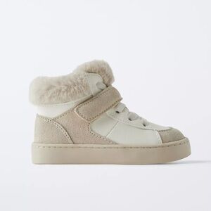 Kids White and Tan High-Top Shoes